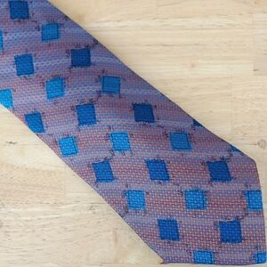 Ermenegildo Zegna Blue and Gold Diamond Pattern Tie